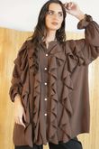 Stevie Ruffle Blouse Chocolate